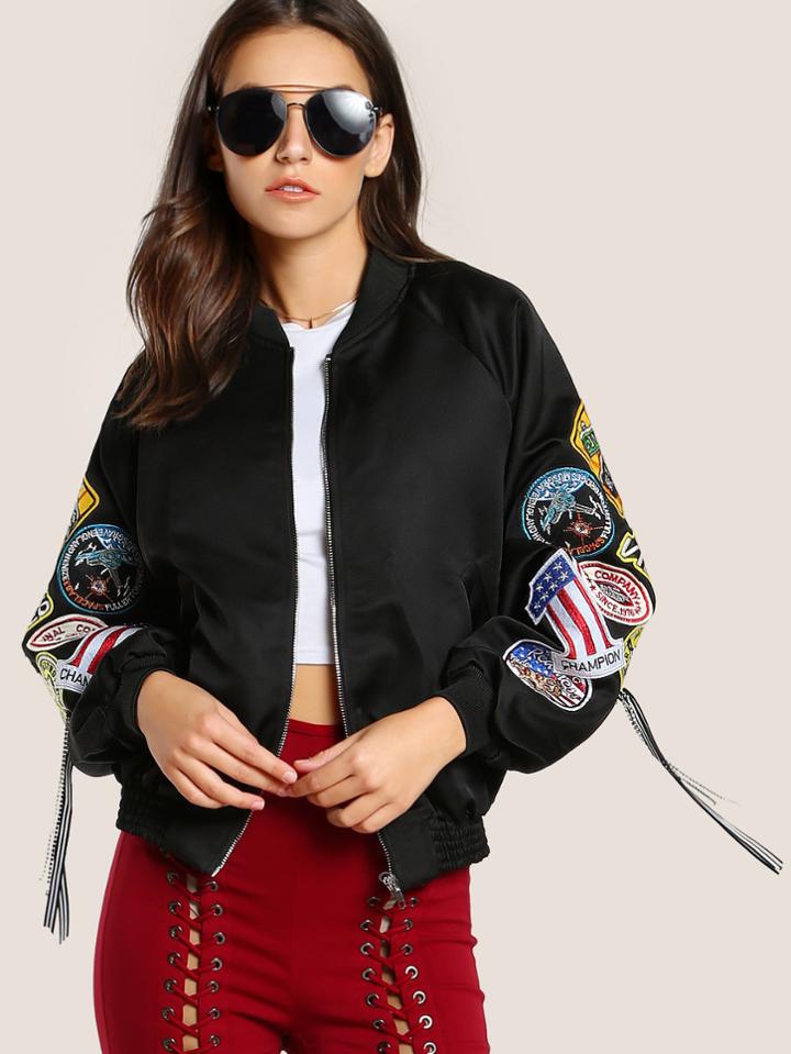 Shein Patched Up Bomber Jacket