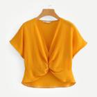 Shein Solid Twist Front Blouse