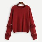 Shein Plus Pearl Beading Faux Fur Detail Jumper