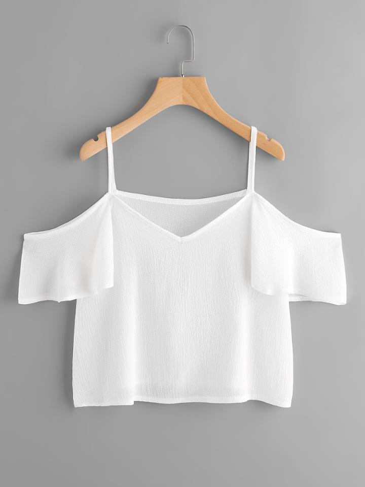Shein Cold Shoulder Frill Sleeve Top