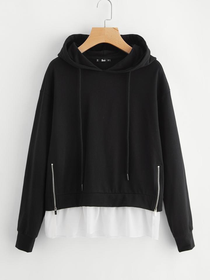 Shein Dual Zip Front Hoodie