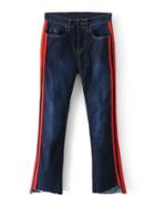 Shein Contrast Tape Raw Hem Jeans
