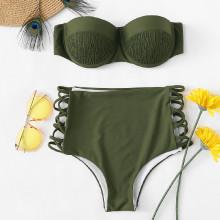 Shein Solid Halter Bodice Bikini Set