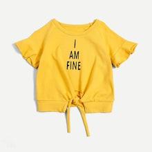 Shein Toddler Girls Knot Hem Letter Print Tee
