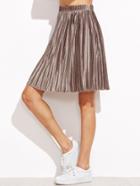 Shein Metallic Brown Pleated Skirt