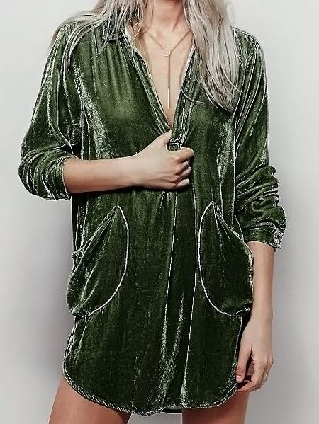 Shein Green Long Sleeve Pockets Loose Coat