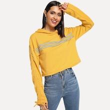 Shein Striped Drawstring Detail Hoodie