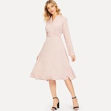 Shein Wrap V-neck Solid Dress