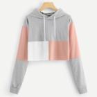 Shein Color Block Drawstring Detail Sweatshirt