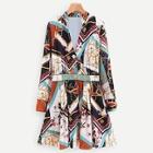 Shein Chain Print Pleated Hem Dress
