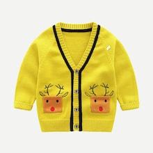 Shein Toddler Girls Raglan Sleeve Cartoon Pattern Sweater Coat