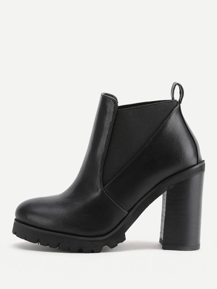 Shein Faux Leather Heeled Ankle Boot
