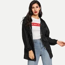 Shein Zip Front Hooded Coat