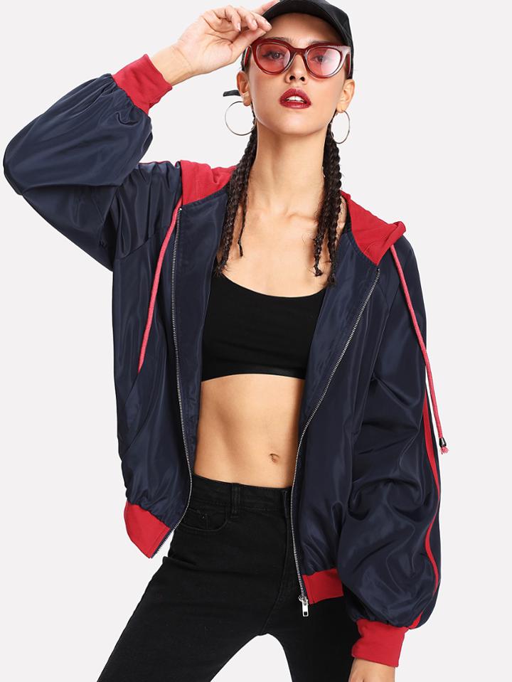 Shein Two Tone Hooded Windbreaker Jacket