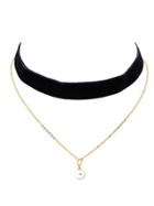 Shein Black Gothic Wide Velvet Choker Chain Necklace