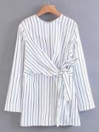 Shein Tie Front Striped Blouse