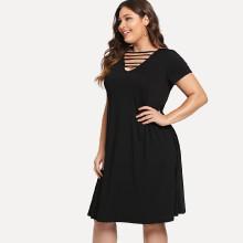 Shein Plus Strappy Neck Solid Dress