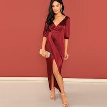 Shein Surplice Wrap Satin Dress