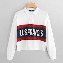 Shein Letter Print Color-block Tee