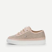 Shein Metal Detail Lace-up Glitter Sneakers