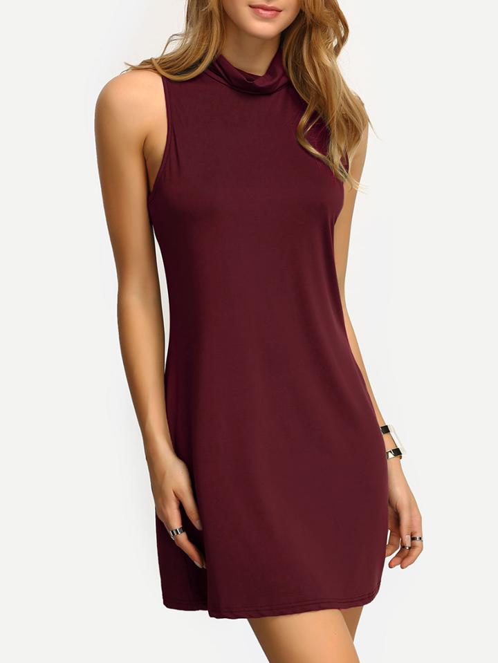Shein Burgundy High Neck Tank Dress