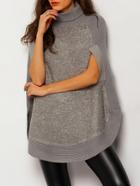 Shein Grey High Neck Loose Cape Sweater