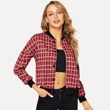 Shein Zip Front Plaid Coat