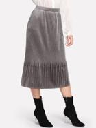 Shein Box Pleated Velvet Skirt