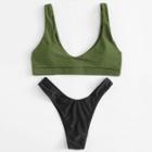 Shein Two Tone High Leg Bikini Set