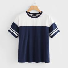 Shein Contrast Tape Two Tone Tee