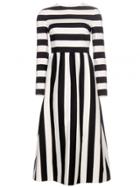 Shein Black White Banded Round Neck Striped Dress