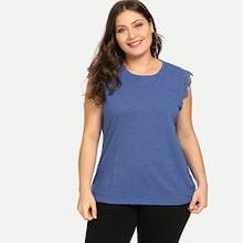 Shein Plus Lace Insert Solid Shell Top