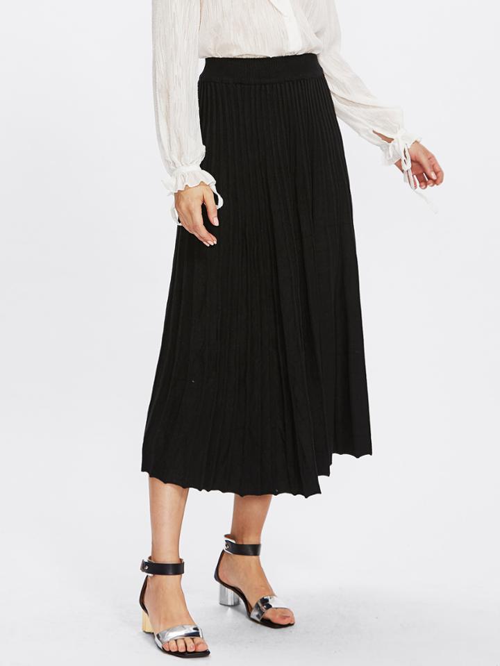 Shein Pleated Midi Knit Skirt