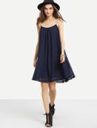 Shein Braided Strap Pleated Swing Dress