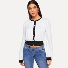 Shein Two Tone Button Up Knit Cardigan