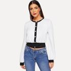 Shein Two Tone Button Up Knit Cardigan