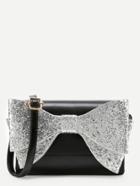 Shein Glitter Bow Tie Front Flap Crossbody Bag