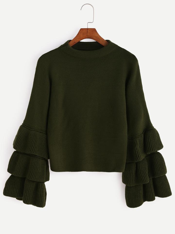 Shein Tiered Ruffle Sleeve Sweater