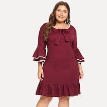 Shein Plus Contrast Binding Ruffle Hem Dress