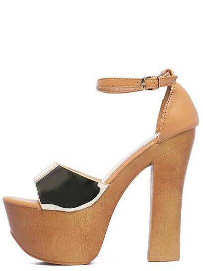 Shein Gold Platform Ankle Strap Chunky Sandals