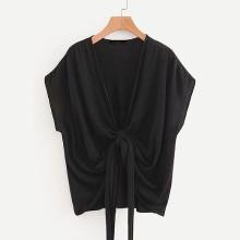 Shein Knotted Front Solid Tee
