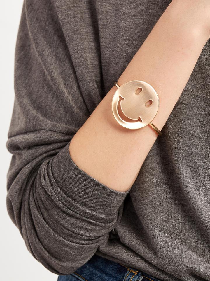 Shein Gold Plated Smiley Face Wrap Bangle