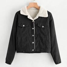 Shein Shearling Contrast Ribbed Jacket