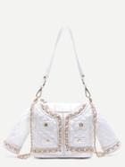Shein White Clothes Design Quilted Pu Convertible Chain Bag