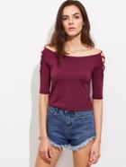 Shein Cutout Crisscross Shoulder Boat Neck Tee