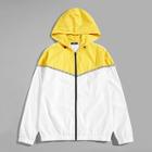 Shein Men Zip Up Color-block Hooded Windbreaker Jacket