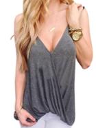 Shein Grey Deep V Neck Cami Top