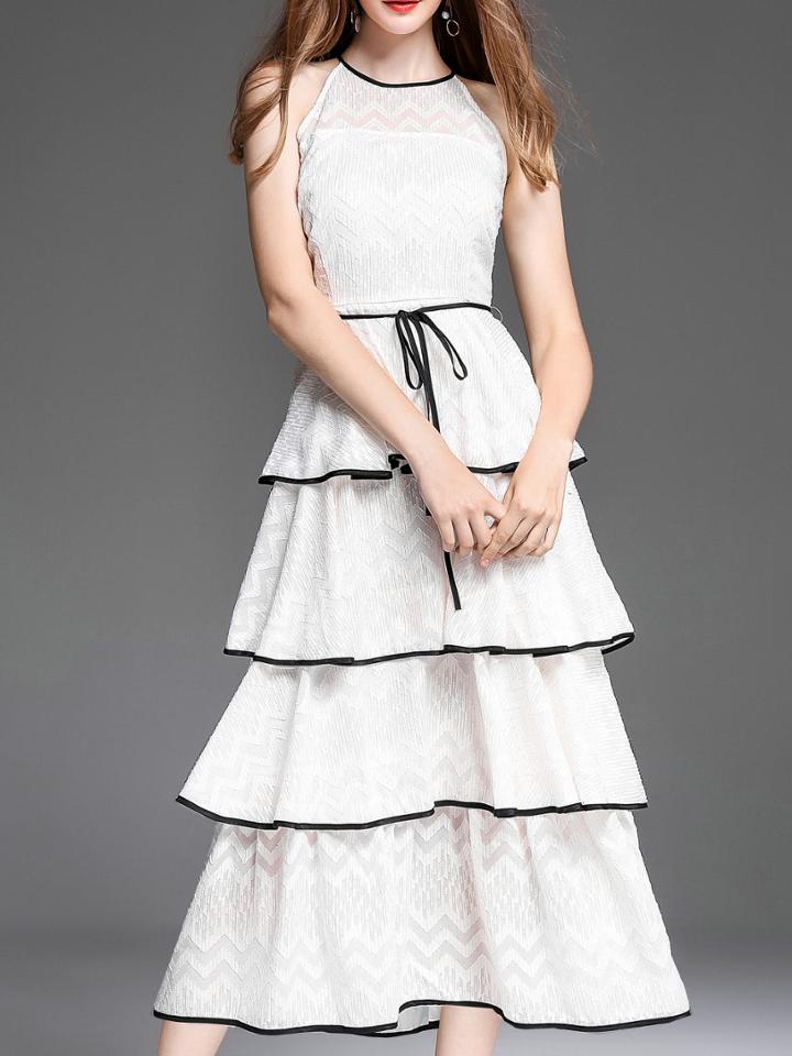 Shein Crew Neck Lace Layered Dress