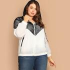 Shein Plus Fishnet Mesh Insert Two Tone Jacket