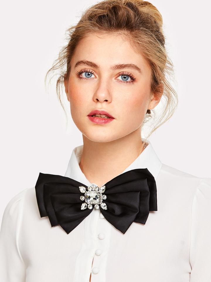 Shein Layered Bow Design Brooch With Rhinestone